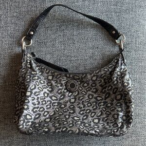 COACH OCELOT SILVER AND BLACK LEOPARD SHOULDER BAG